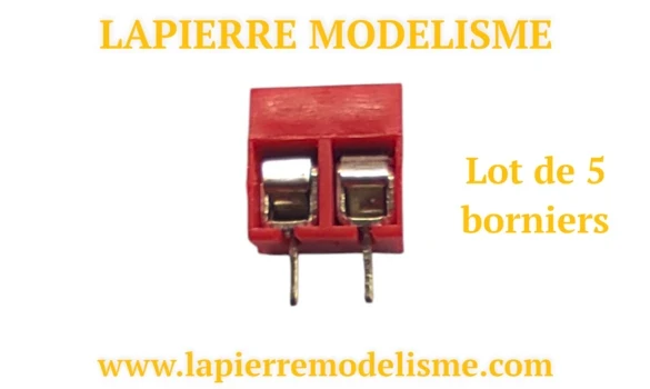 5 borniers à vis 2 plots rouge