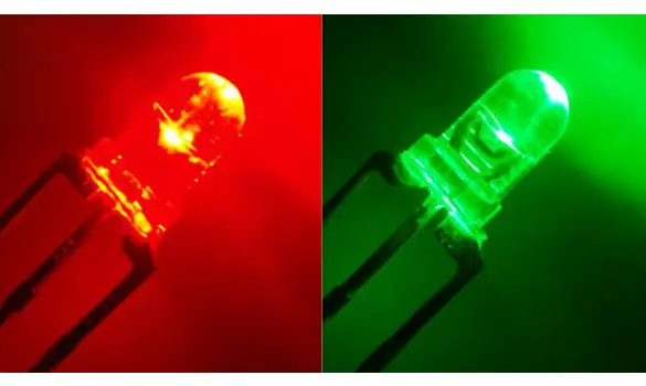 10 LEDs 5mm bi-couleurs 3 pattes V/R