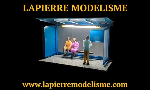 Abris bus bleu éclairé